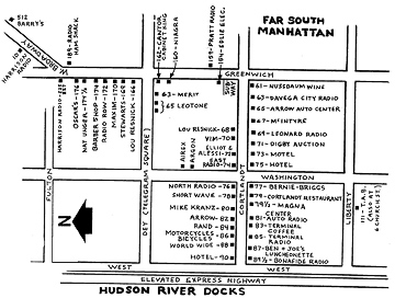 Street map of "Radio Row" in lower Manhattan